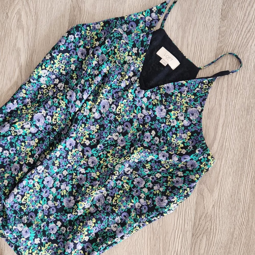 LOFT Blue Floral Chiffon Camisole – Size XS - NWOT